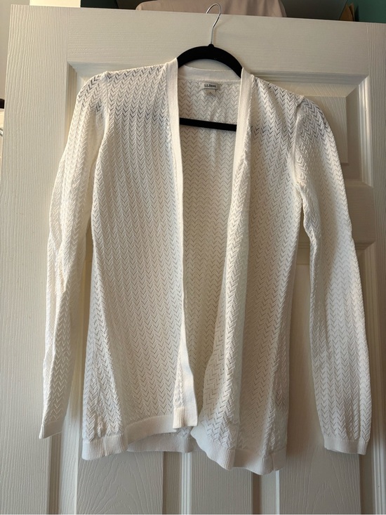 L.L. Bean Sweaters - L.L. Bean Women's Cream Open Front Knit Cardigan